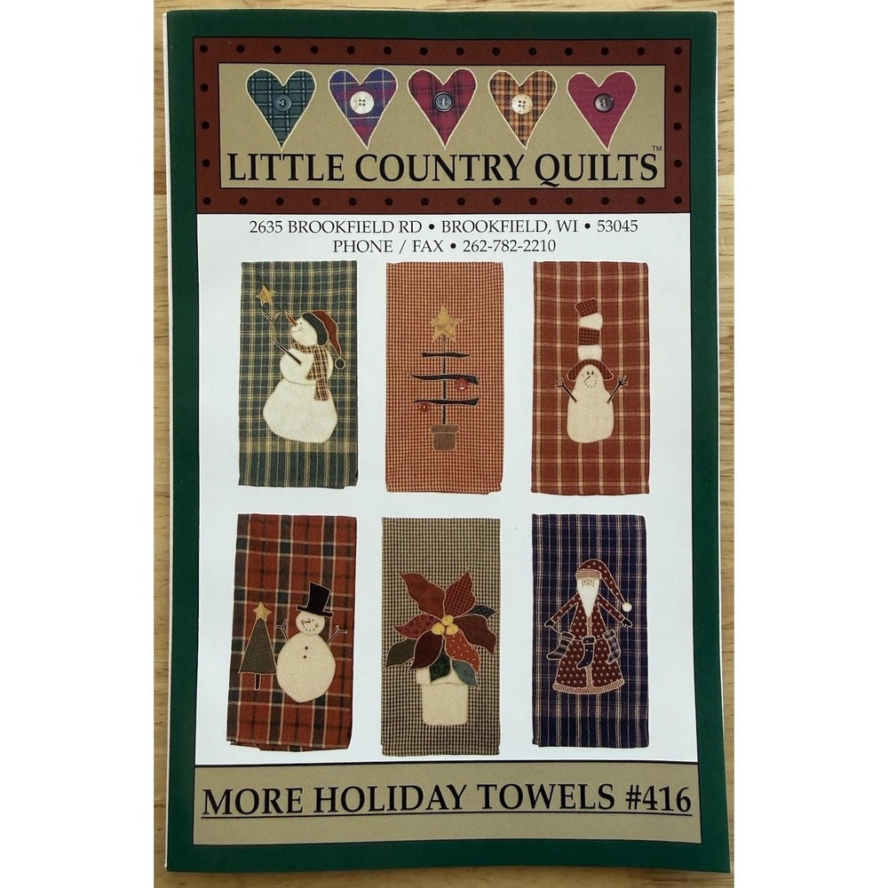 Little Country Quilts Pattern ~ MORE HOLIDAY TOWELS 19"x29"‎ Snowman Santa Tree